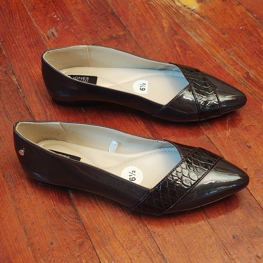 Jones New York Signature Maureen Patent Dark Wine/Burgundy Flats Sz 6.5